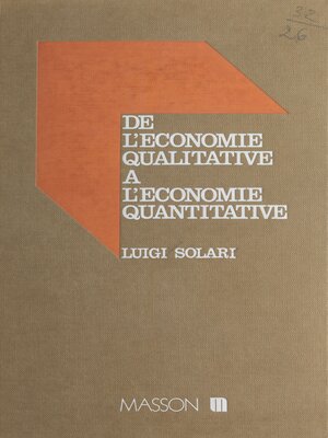 cover image of De l'économie qualitative à l'économie quantitative